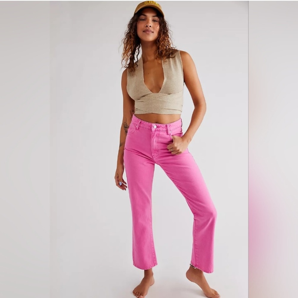 Rolla's Free People Original High Rise Straight Jeans Pink Size 28‎ fun cute